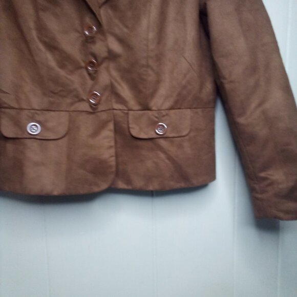Vicki Wayne Jacket Blazer 10P 10 Petite Suede Brown - Picture 7 of 13